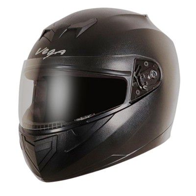Vega Edge ISI Certified Full Face Gloss Finish Helmet (Black, Size:M)
