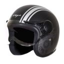 Vega Jet Old School ISI DOT Certified Matt Finish Open Face Helmet for Men and Women with Clear Visor(Dull Black Silver, Size:L)...