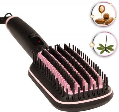 VEGA Lit style L2 with Keratin and Argan Oil Infused Ceramic Coated Bristles, VHSB-07 Hair Straightener Brush  (Black, Pink)