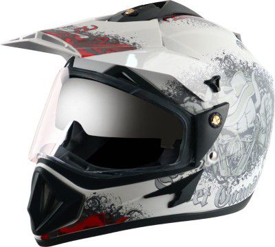 VEGA Off Road D/V Gangster Motorbike Helmet (White Red)