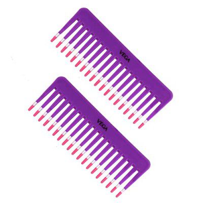 Vega Shampoo Hair Comb, (India's No.1* Hair Comb Brand) For Men and Women,Purple, Pack of 2, (VC21268)