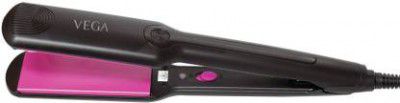 VEGA Ultra Shine with Wide Ceramic Coated Plates & Quick Heat Up VHSH-25 Hair Straightener (Black-Pink)