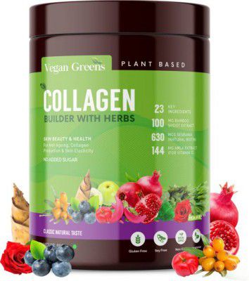Vegan Greens Natural Collagen Builder For Anti Ageing Beauty, Skin Elasticity 250g Classic  (250 g)
