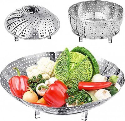Vegetable Steamer Basket, Premium Stainless Steel Veggie Steamer Basket - Folding Expandable Steamers to Fits Various Size Pot (6" to 10.5")