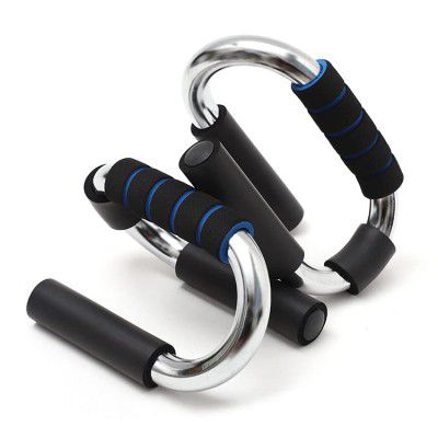 VEHTRI Chrome Steel Push Up Bars | S Shape Non Slip Design | Comfortable Foam Grip Metal Pushups Stand