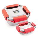 Veigo Premium Finish Maxo Series Stainless Steel Medium & Small Airtight Leak-Proof Lunch Box for Office, School, Picnic, (Medium 450 ml, Small 200ml)- Red...