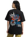 Veirdo® Pure Cotton Round Neck Oversized Baggy Fit Drop Shoulder Back Urban Street Club Printed Black Half Sleeve T-Shirt for Women/Girls(Sizes- S to 2XL)...