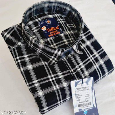 Vellical Men Slim Fit Checkered Spread Collar Casual Shirt