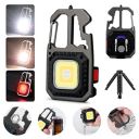 VELOMAX Keychain COB Flashlight with Tripod 7 Modes 3 Colour, Keychain Light 500 Lumens Bright with Bottle Opener and 2 Screwdrivers, Emergency Light Battery Display for Camping Hiking Night Walking...