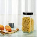 Vency Glass Cubical Square 1liter Transparent Glass Jars & Containers for Kitchen Pantry (1000ml, Set Of 2)...