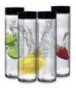 Vency Glass Water Bottles | Set Wide Mouth| with AirTight Leak Proof Reusable Black Plastic Lids | Juicing, Smoothies, Beverage Storage | Reusable (750ml)(Set of 4)...