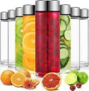 Vency Wide Mouth Glass Water Bottle with Leak-Proof Airtight Stainless Steel Lid for Water, Smoothie, Juices With long Cap - 750ml (Set Of 8)...