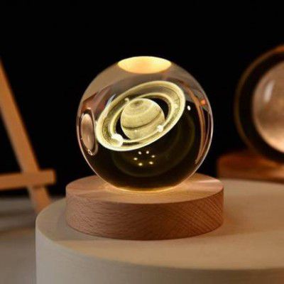 venimall Ball Night Light for Kids with USB Table Colorful LED Wooden Light Base Night Lamp  (12 cm, Multicolor)