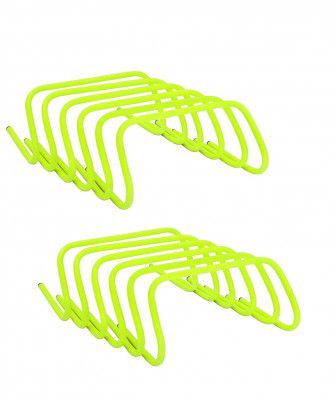 VENOM 12 Inches Long Agility Hurdles for Sports Training, Running, Jumping Drills, Soccer, Football, Gym, Fitness, Exercise (Pack of 12) (Type : Molded), (Color : Green)