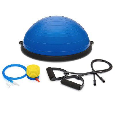 VENOM Half Ball Balance Trainer Yoga Exercise Fitness Platform for Stability, Core Workout, Training with 2 Resistance Bands & Pump
