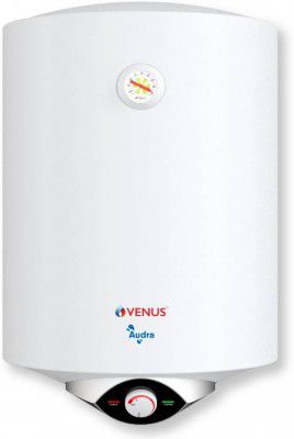 Venus 25 L Storage Water Geyser (Audra 25AV 25-Litre Water Heater, Porcelain Enamel Glass Lined Tank, BEE Star Rating - 5 Stars, ISI, Free Flexible Hose, White)