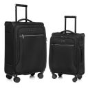 Verage Luxe Toledo Set of 2 (S+M) Softsided Lightweight Spinner Wheels Luggage, Expandable Suitcase with TSA Lock & LED Flashlight, Black (20/24)