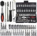 Verat 46 in 1 Pcs Tool Kit & Screwdriver & 1/4 Square Drive Metric Socket Set Extension Bar and Adapter for Bike, Car Repairs (46-Pieces)...