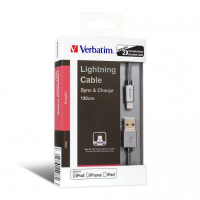 Verbatim 120 cm Step-up Lightning cable Grey (Lightning 8-pin devices); 42.2 Inch