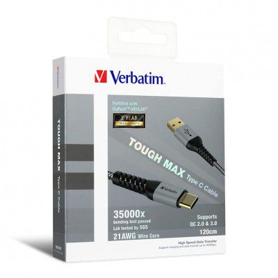 Verbatim Type C to A Cable with Kevlar 120cm Grey ; 42.2 Inch