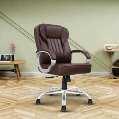 Vergo Supreme Ergonomic Mid Back Premium Leatherette Office Executive Boss Chair (Brown)