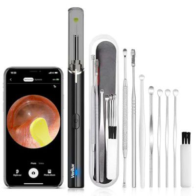 Verilux Ear Wax Remover Tool Kit Camera 9 Pcs Otoscope Ear Cleaner Wireless