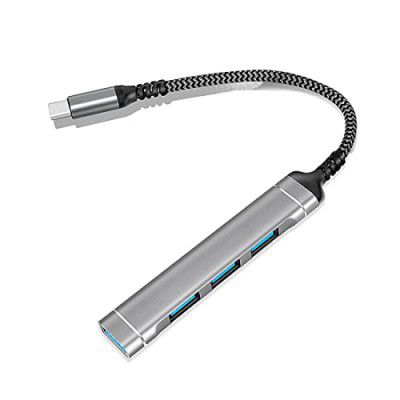 Verilux® USB C Hub, 4-Port High Speed Type C Hub with Braided Cord are Hard to Break, USB 3.0/2.0 Ports Compatible for PC, MacBook Pro/Air/M1, Mac Pro, Mac Mini, iMac, Surface Pro, XPS,Samsung