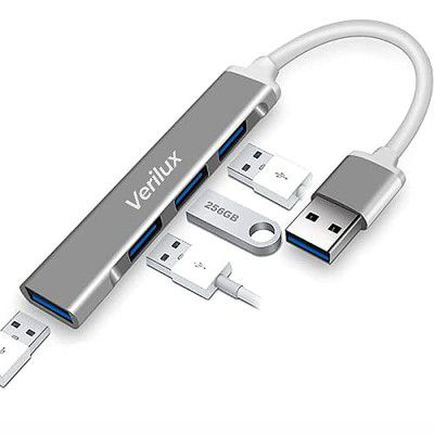 Verilux USB Hub 3.0 for PC, 4-Port High Speed USB Hub with Aluminium Shell, USB Port Hub 3.0 Compatible for PC, MacBook, Mac Pro, Mac Mini, iMac, Surface Pro, XPS, PC