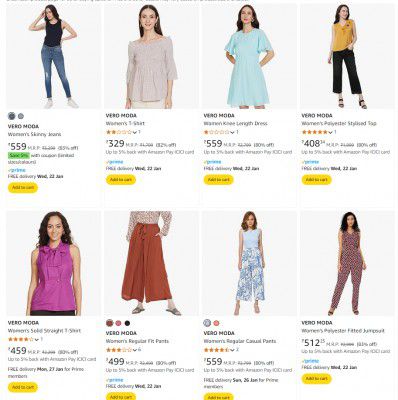 Upto 82% OFF On VERO MODA Women's Clothing