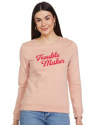 VERO MODA Women Typography Brown Sweatshirt