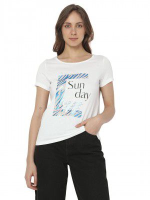VERO MODA Women's Cotton Blend Regular Fit T-Shirt