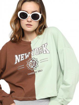VERO MODA Women's Cotton Crew Neck Sweatshirt