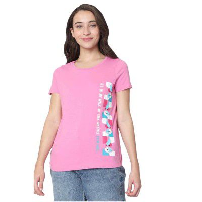 VERO MODA Women's Cotton Regular Fit T-Shirt