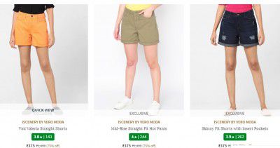 Ajio : Vero Moda Women's Shorts Upto 85% Off