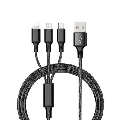VEROX 3.1 Amp 3 in 1 Nylon Braided Fast Charging Multi Charger Cable