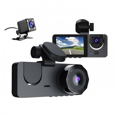 VEROX 3-Lens Camera Dash Cam for Car Full HD 1080p Recording