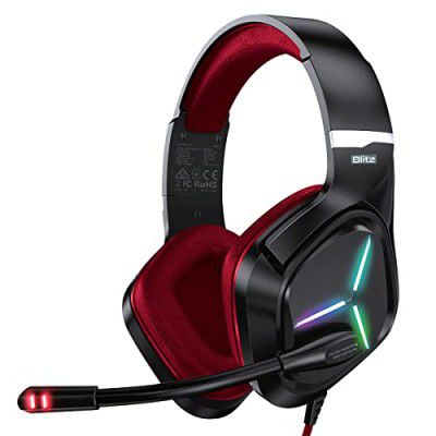 Vertux Blitz HD Audio Gaming Headset | USB Gaming Wired Over-Ear Headphones | Ear Cushions with Flexible Mic | 7.1 Sound Gaming Headphone for Xbox | PS4 | Smartphones PC-Red