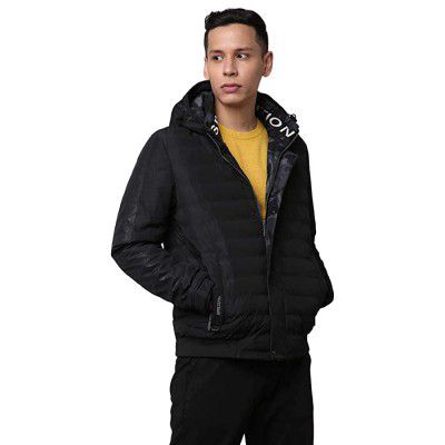 Vettorio Fratini Mens Regular Fit Solid Winter Jacket (BLACK, Medium)