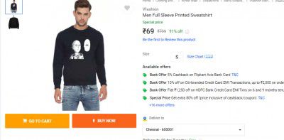 Vfashion  Men Full Sleeve Printed Sweatshirt