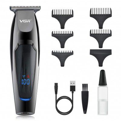 VGR Mens Professional Rechargeable LED Display Hair Clippers Beard Trimmer Kit