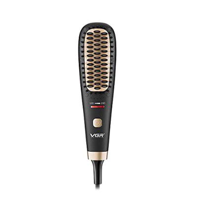 VGR V-568 Ionic Hair Straightener Brush with 5 Temperature Settings Ceramic Heating, Anti Scald Feature, Auto-Off, Portable Frizz-Free Silky Electric Straightening Comb, Multicolor