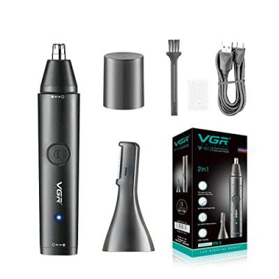 VGR V-613 Ear, Nose & Eyebrow Trimmer Professional USB Rechargeable Nose Trimmer for Men and Women Nose Clippers Eyebrow Facial Hair Trimmer Body Grooming Kit IPX5 Waterproof Dual Edge Blades