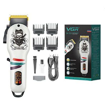 VGR V-699 Salon Series Professional Digital Display Cordless Hair Clipper Li-ion Battery 2000mAh 180 minutes - White