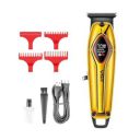 VGR V-945 Professional Metal Body Digital Display 7000RPM Ceramic & Powder Metallurgic blade Pro Li Outliner Electric Cordless Clipper Grooming Kit T-Blade Close Cutting 0mm Bald Head 180 min, GOLD...