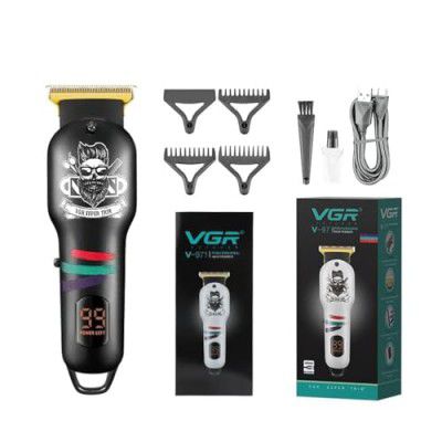 VGR V-971 Professional Rechargeable Digital Display Cordless Beard Hair Trimmer - Black