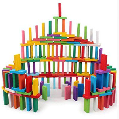 VGRASSP 240 pcs 12 Colour Wooden Domino Toy for Kids - Educational Blocks Activity Game for Play and Learning  