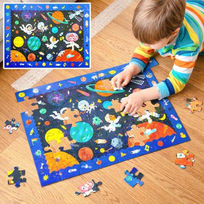VGRASSP 70 Pcs Space Solar System Theme Interlocking Puzzle Toy for Kids - Educational Search