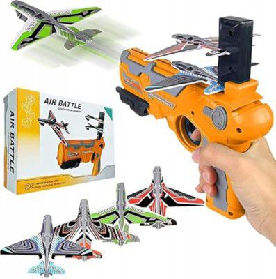 VGRASSP Catapult Toy Airplane, Pistol Shooting Game Toy Gun Air Battle Glider Airplane Launcher Toy for Kids