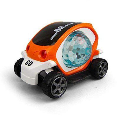 VGRASSP Plastic 360 Degree Rotating Stunt Car Toy for Kids - Bump and Go Action with 4D Lights and Music, Multi