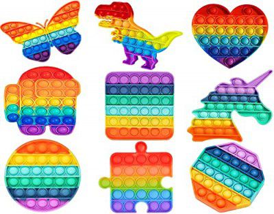 VGRASSP Pop It Fidget Sensory Toys, Stress Relief Silicone Pressure Relieving, Squeeze Novelty Gifts for Kids Children Adults - Pack of 1 - Color as Per Stock (Random Design)